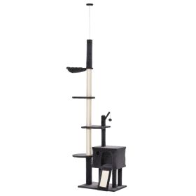 PawHut Giant Cat Extravaganza: 110" Floor-to-Ceiling Climbing Toy with Hammock, Scratching Post, Dark Grey