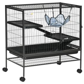 PawHut 3-Storey Metal Ferret Cage with Casters Doors Hammock Storage Shelf 31.5x20.5