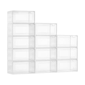 Shoe Storage Boxes 12Pack Stackable Shoe Boxes US Size 13 Transparent White
