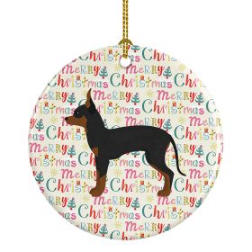 English Toy Terrier #1 Merry Christmas Ceramic Ornament Christmas Tree Hanging Decorations for Home Christmas Holiday, Party, Gift, 3 in, Multicolor