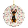 Merry Christmas English Toy Terrier Ceramic Ornament Christmas Tree Hanging Decorations for Home Christmas Holiday, Party, Gift, 3 in, Multicolor