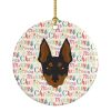 English Toy Terrier Merry Christmas Ceramic Ornament Christmas Tree Hanging Decorations for Home Christmas Holiday, Party, Gift, 3 in, Multicolor