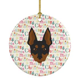 English Toy Terrier Merry Christmas Ceramic Ornament Christmas Tree Hanging Decorations for Home Christmas Holiday, Party, Gift, 3 in, Multicolor