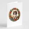 English Toy Spaniel Christmas Flowers Greeting Cards Pack of 8 Blank Cards with Envelopes Whimsical A7 Size 5x7 Blank Note Cards