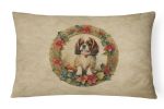 Christmas Flowers Frame Throw Pillow Throw Pillow for Indoor Couch Bed Outdoor Patio Washable, English Toy Spaniel 2360,12Hx16W