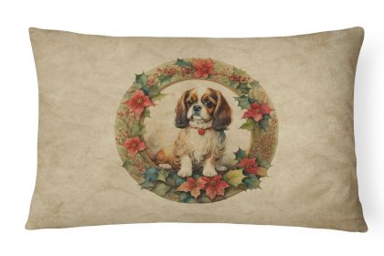 Christmas Flowers Frame Throw Pillow Throw Pillow for Indoor Couch Bed Outdoor Patio Washable, English Toy Spaniel 2360,12Hx16W