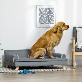 Dog Bed, Large Dog Couch with Washable Cover, Wooden Legs, Elevated Fancy Foam Pet Sofa for Medium & Large Breeds, Gray
