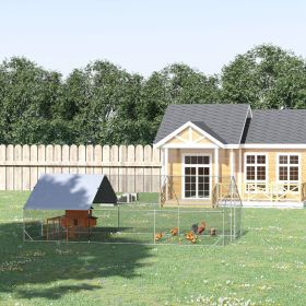 10' x 20' x 6.5' Chicken Coop Cage, Outdoor Hen House w/Cover & Lockable Door