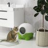 Hooded Cat Litter Box with Lid, Scoop, Leaking Sand Pedal, Top Handle, Dark Green