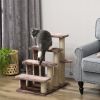 4 Levels Cat Steps with Scratching Posts for High Bed, Sofa, Brown