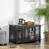 Furniture Style Dog Crate with Openable Top, Big Dog Crate End Table, Puppy Crate for Small Dogs Indoor, Spacious Interior, Pet Kennel, Brown, Black