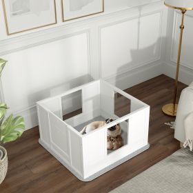Whelping Box for Dogs with Whelping Pad, Adjustable Entrance, Non-slip Foot Pads, for Small Dogs, White