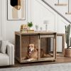 39" Dog Crate Furniture, Dog Kennel Furniture End Table with Sliding Barn Door for Large Dogs, Walnut Brown
