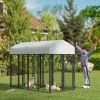 Outdoor Dog Kennel with Two-Room Design, Water-Resistant & Sun-Proof Cover, for S, M, L Dogs, 8' x 4' x 6'