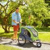 Dog Bike Trailer 2-In-1 Pet Stroller with Canopy and Storage Pockets, Green