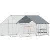 Metal Chicken Coop Run w/ Waterproof Cover, Nesting Box, Roosting Bars, for Outdoor Backyard, 9.8 x 13.1 x 6.4 ft