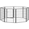31.5" Dog Playpen Indoor Outdoor, Portable Foldable 8 Panels Pet Playpen with Door & Strap for Medium Dogs