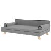 Elevated Dog Sofa Bed, Cat Couch with Cushion, Washable Cover, Wooden Legs, for Medium & Large Dogs, Light Grey