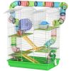 18.5" Hamster Cage, 5 Tiers Small Animal House with Tunnel Tube System, Exercise Wheel, Water Bottle, Green
