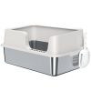 Stainless Steel Cat Litter Box with Lid with Scoop, High Sided, Non-Stick, & Anti-Urine Leakage, Easy Cleaning