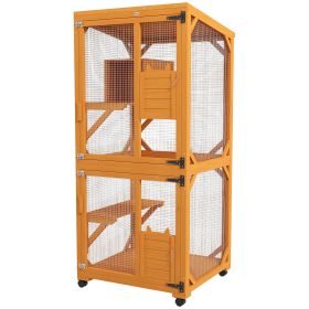 Catio Outdoor, Elevated Design, with Wheels, Resting Box, Water-Resistant, Multi Platforms, Orange