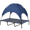 Elevated Cooling Pet Bed Portable Raised Dog Cot with Canopy for XL Sized Dogs, Dark Blue