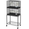 65" Birdcage for Canaries, Lovebirds Finches, Budgie Cage with Wheels, Black