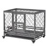Heavy Duty Dog Crate w/ Wheels, Openable Top, Removable Tray, Bowl, for Large Dogs-Sized Dogs, 36.4" x 24.4" x 31.1"