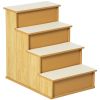 Dog Steps Pet Stairs for Bed Cat Ladder for Couch with Non-Slip Carpet, 15.7" x 23.2" x 21.3", Natural Wood