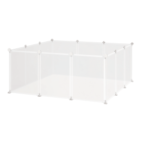 Small Animal Cage Plastic Chinchilla Cage 12 Panels for Bunny Chinchilla Guinea Pig, 18" x 14", White