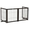 Wooden Dog Gate for Small & Medium Dogs 4 Panel w/ Support Feet Foldable Pet Fence for House Doorway Coffee