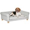 Modern Pet Sofa Cat or Medium Large Dog Bed W/ Removable Seat Cushion, Light Grey