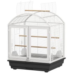 30 Inch Open Top Bird Cage with Removable Tray, Food Container for Medium Small Bird, Finches, Dark Grey