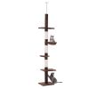 8.5ft Cat Climbing Tree 5-Tier Kitty Activity Center with Scratching Post Brown and White
