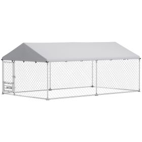 Outdoor Dog Run w/ Adjustable & Rotating Bowls, Waterproof UV-Resistant Cover, Secure Lock, 13.1' x 7.5' x 5.2'