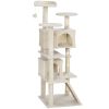 54" Cat Tree, Multi-Level Cat Tower with Scratching Posts, Cat Condos, Bed, Platforms, Ramp, Toy Ball, Beige