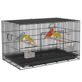 Birdcage for Canaries, Lovebirds Finches, Budgie Cage with Removable Tray, Bottom Mesh Panel, Wooden Perches, Swing, Ramp, Food Containers