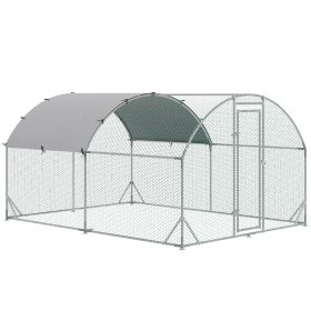 Galvanized Large Metal Chicken Coop Cage Walk-in Enclosure Poultry Hen Run House Playpen Rabbit Hutch with Cover for Outdoor Backyard 9.2' x 12.5' x 6