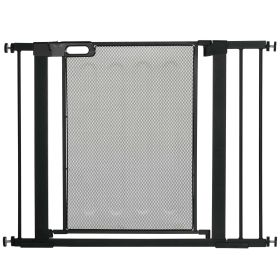 29.5"-40.6" Metal Pet Gate, Dog Gate with Auto Closing Door, Double Locking, for Doorways, Stairs, Hallways, Black