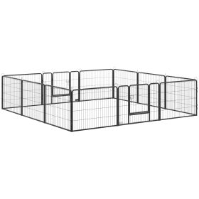 Dog Playpen, 31.5"W Heavy-Duty Metal Puppy Play Pen, Pet Exercise Fences for Outside and Indoor, DIY Design with Door for Small Dogs, 12 Panels