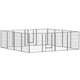 16 Panel 39" Height Heavy Duty Dog Playpen for Small Medium Large Dogs, Grey