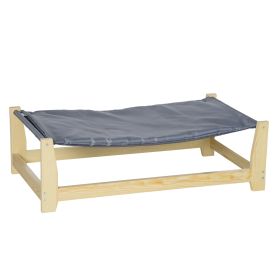 Raised Dog Bed with Washable Cushion, Elevated Pet Bed for Small & Medium Sized Dog Cat, Pine Wood Frame, 35.5" x 20" x 11"