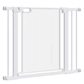 29.5"-40.6" Metal Pet Gate, Dog Gate with Auto Closing Door, Double Locking, for Doorways, Stairs, Hallways, White