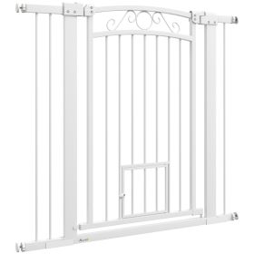 Dog Gate, Walk Through Pet Gate w/ Small Pet Door, Auto Close, for Doorways, House, Stair, 30"-41" W x 38" H