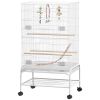 43" Bird Cage with Rolling Stand, Toys, for Budgies Canaries White