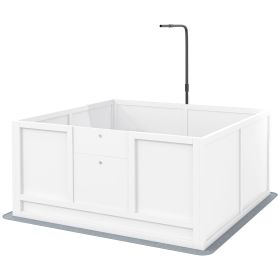 Whelping Box for Dogs with Retractable Light Stand, Waterproof Pad, Rail, Adjustable Height Door, 41" x 39"