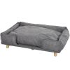 Washable Dog Sofa for Large Dogs, Elevated Pet Couch with Anti-slip Foot Pads, Dark Grey