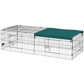 Small Animal Cage with Roof, Indoor/Outdoor Use, for Chicken, Rabbits, Chinchillas, 73" x 30" x 20", Green