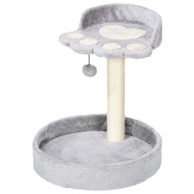 17" Small Cat Tree, Cat Tower with Sisal Scratching Post, Dangling Ball, Bed, Kitten Activity Centre, Light Grey