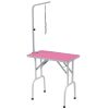 Foldable Pet Grooming Table for Dogs Cats with Adjustable Arm, Non-slip Surface, Pink